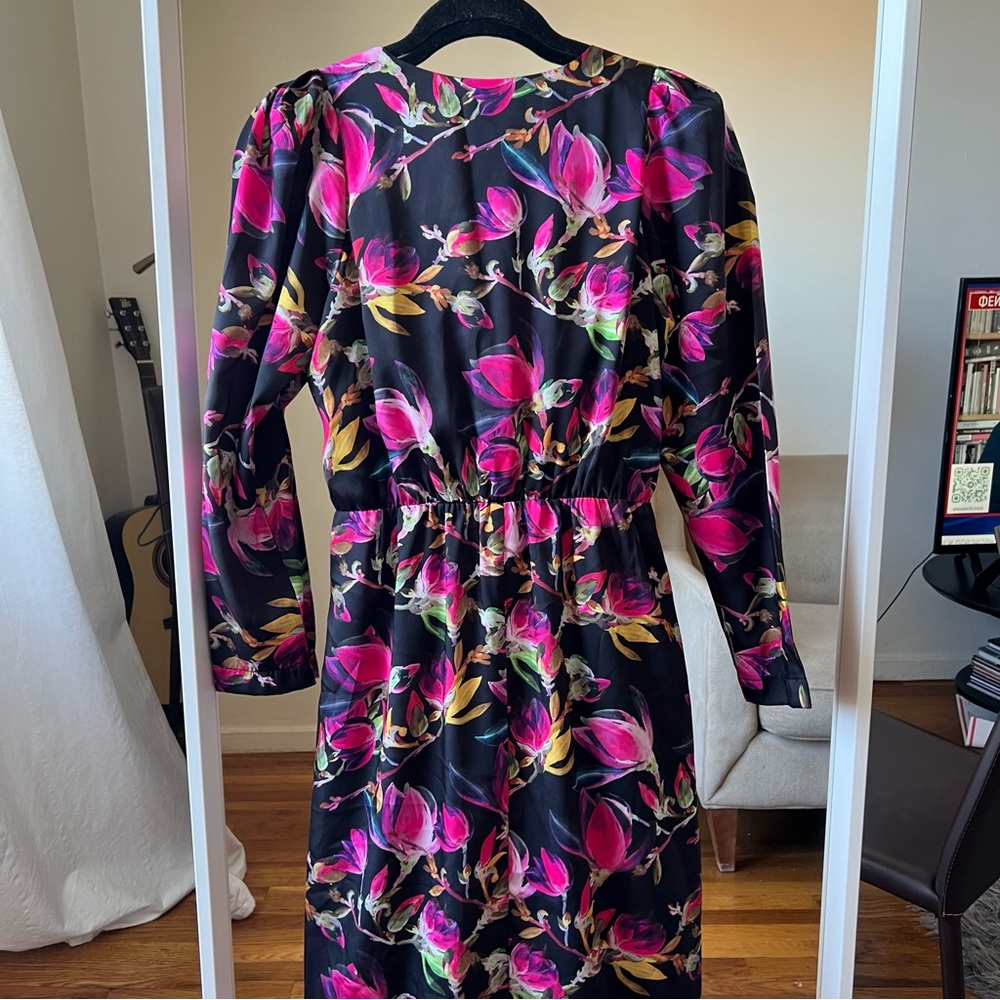 delfi collective lindsay floral dress size XS black purple pink green C1 - Picture 6 of 8